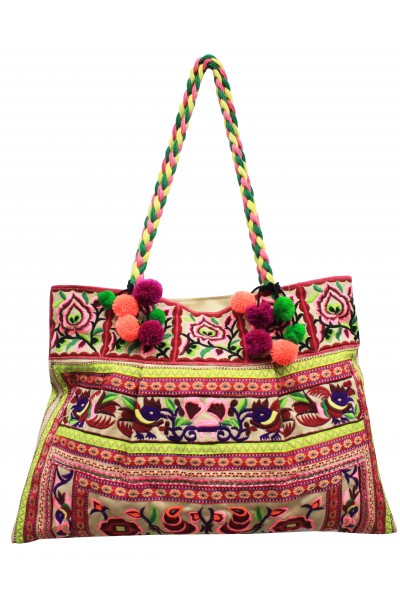 Embroidered floral shoulder bag